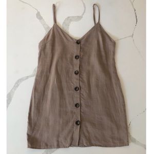 Button down linen blend tank dress